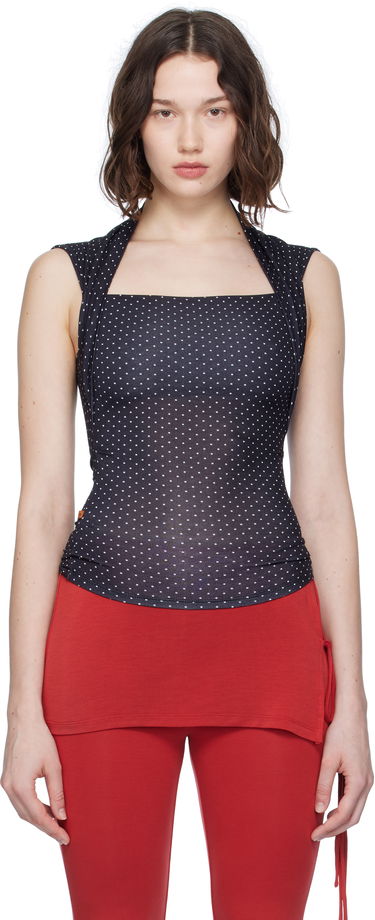 Majica bez rukava Miaou Miaou Lara Polka Dot Square Neck Top Crna | 7190TJBBWP, 0