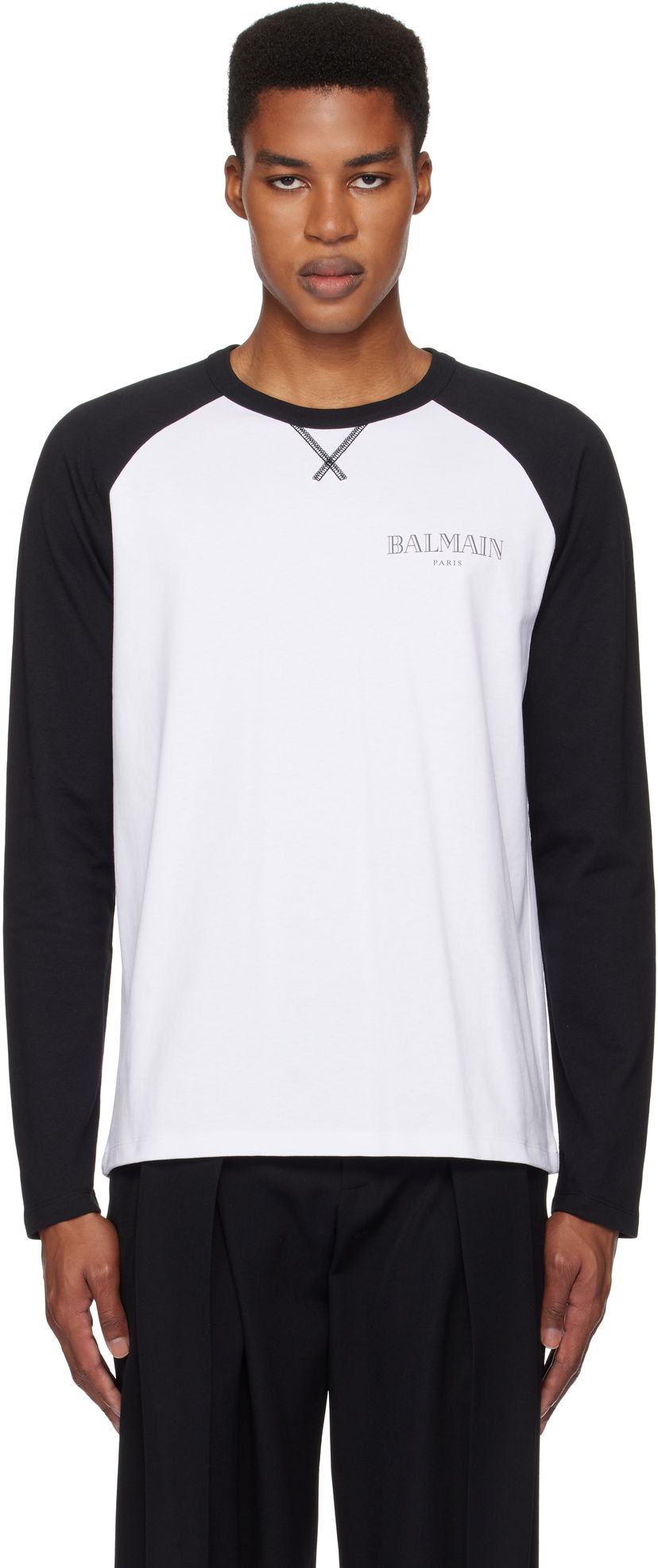 Majica kratkih rukava Balmain Long Sleeve Raglan T-Shirt Bijela | DH0EK055GE07