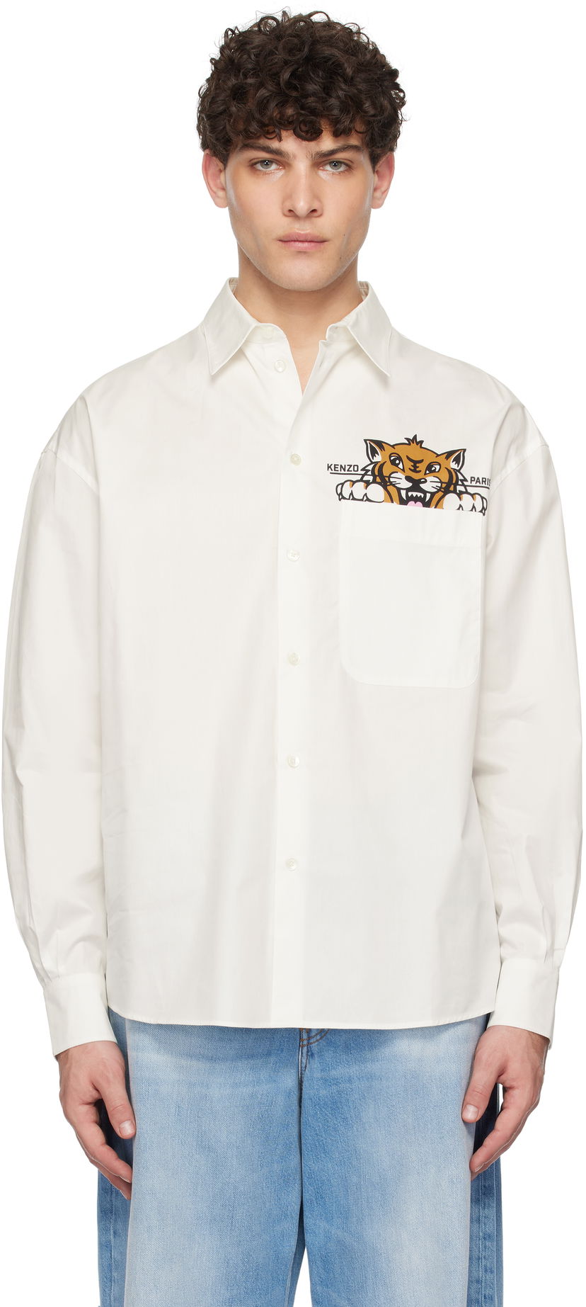 Košulja KENZO Tiger Pocket Casual Shirt Bijela | FF55CH4299P3