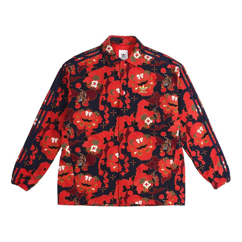 Bomber jakna adidas Originals Floral Print Coach Jacket Crvena | GC8697