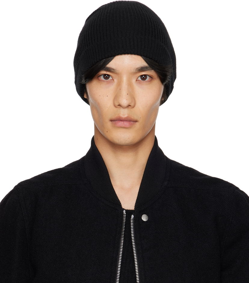 Kapica Rick Owens Concordians Ribbed Beanie Crna | RU02E1495 RIBWS