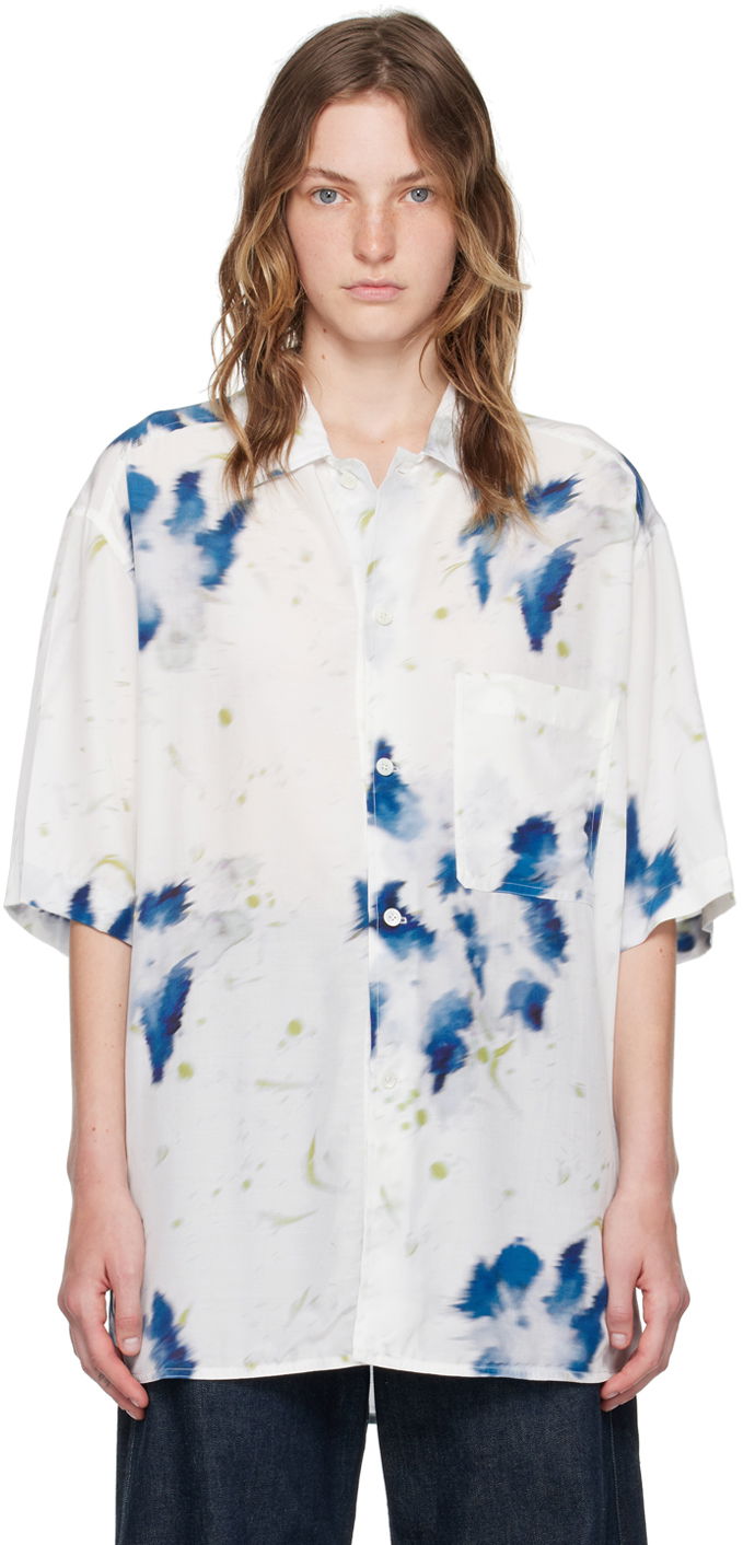 Košulja LEMAIRE LEMAIRE Abstract-Print Short-Sleeve Shirt Bijela | SH1101 LF1271