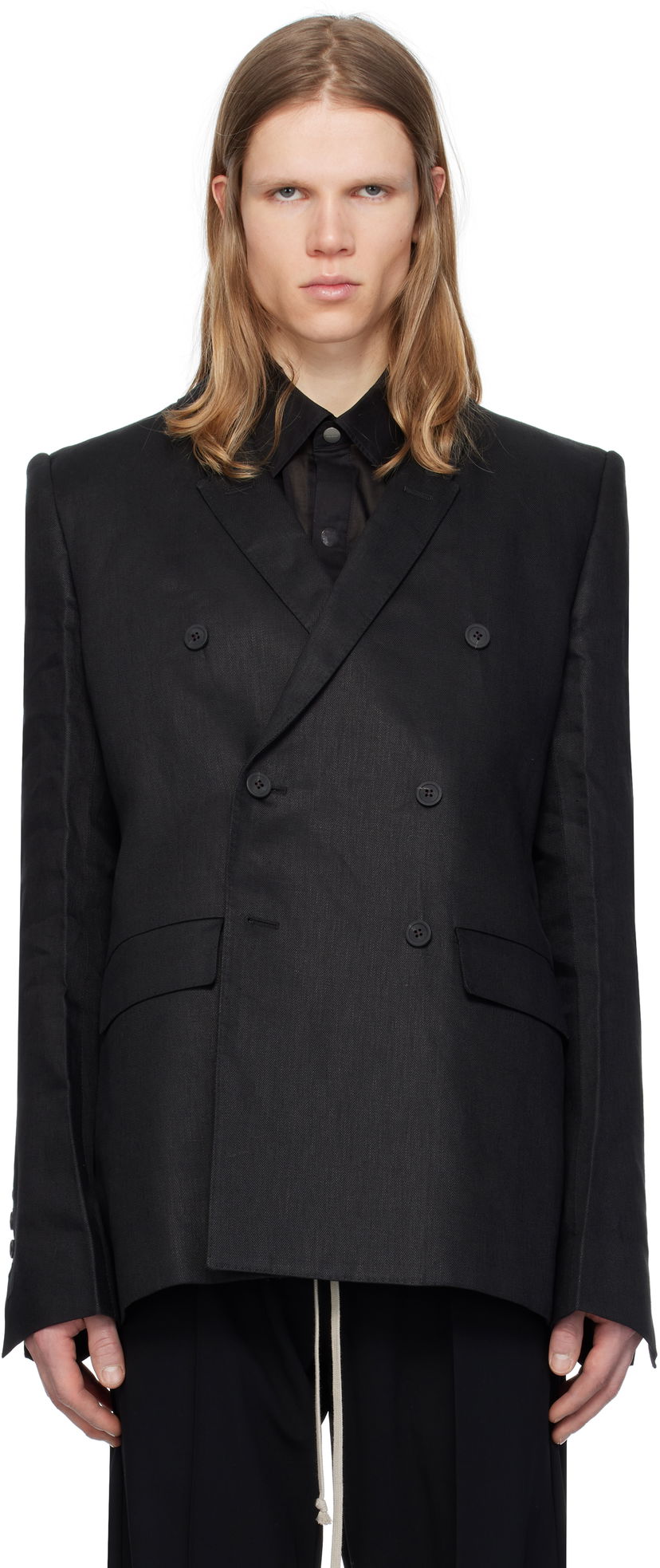 Jakna Rick Owens Rick Owens Hollywood JMF Double-Breasted Blazer Crna | RU01E5732 TWL