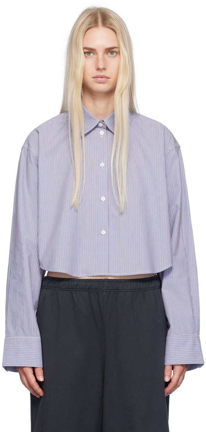 Košulja Acne Studios Blue & White Jacquard Pinstripe Shirt Plava | AC0689-