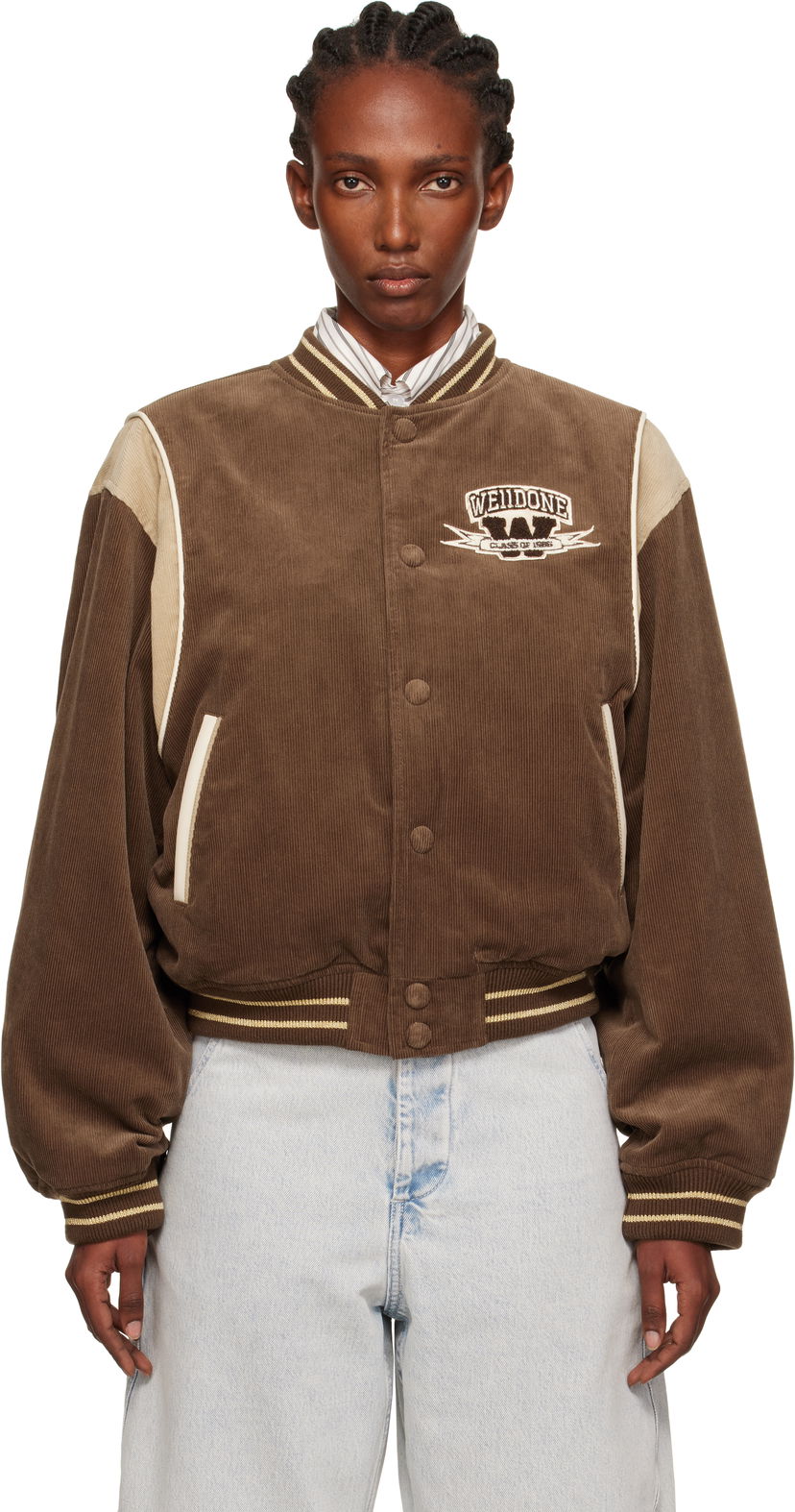 Bomber jakna We11done We11done College Corduroy Varsity Jacket Smeđa | WD-JP2-25-060-W-BR