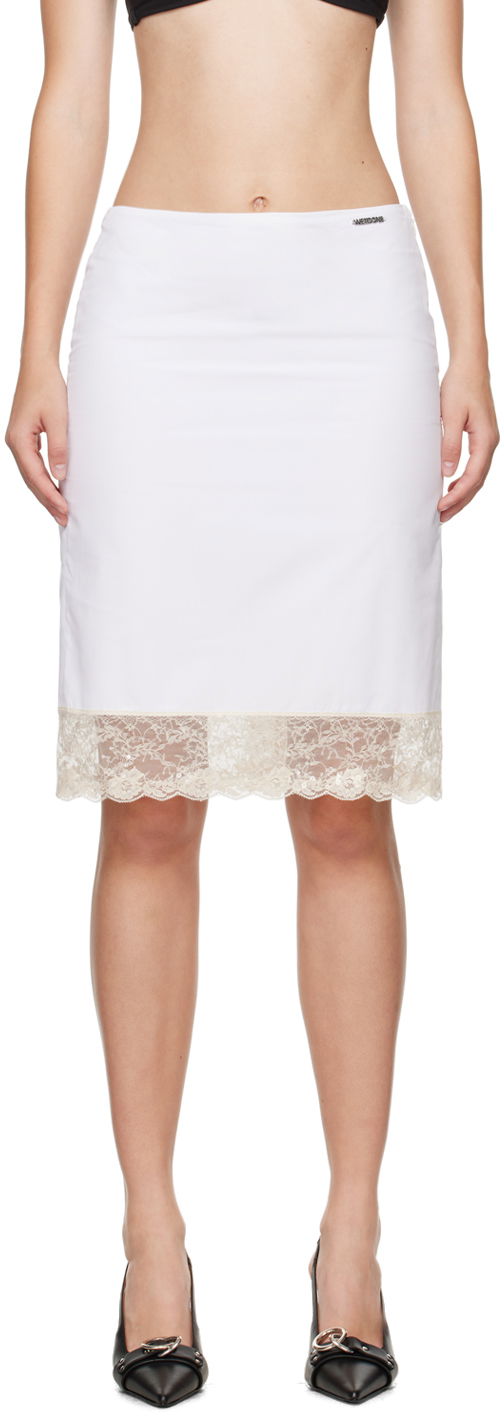 Suknja We11done We11done Lace Trim Midi Skirt Bijela | WD-SK2-24-260-W-WH