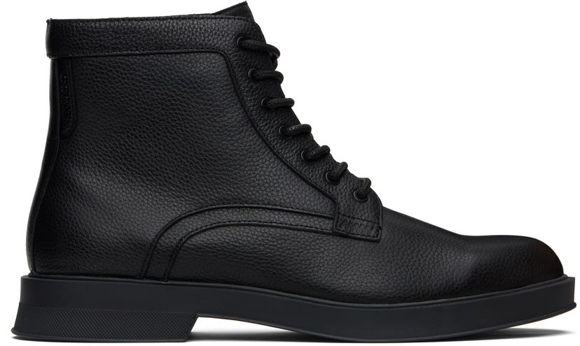 Tenisice i cipele BOSS Hugo Grained Leather Boots Crna | 50552559