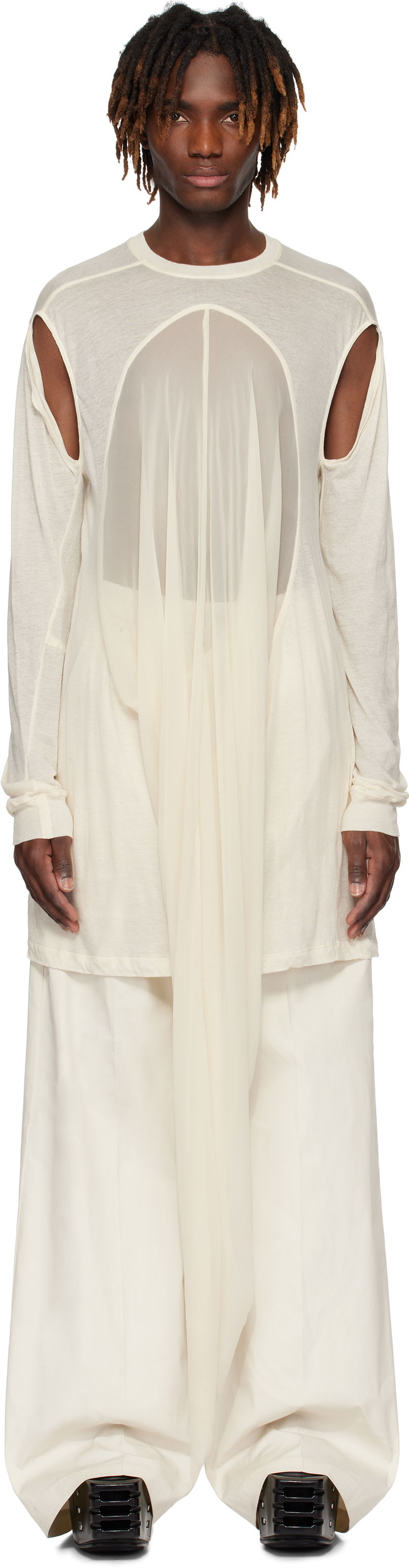 Majica kratkih rukava Rick Owens Rick Owens Hollywood Drain T-Shirt Bež | RU01E5275 UCS