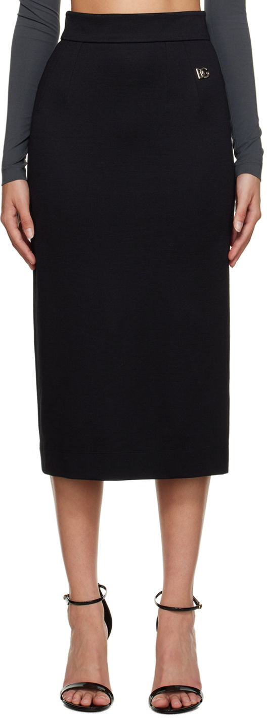 Suknja Dolce & Gabbana Black Milano Midi Skirt Crna | F4B6UT FUGPN