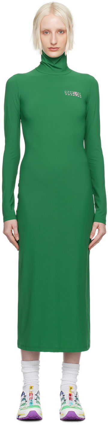 Haljina Maison Margiela MM6 Green Printed-Logo Midi Dress Zelena | S62DG0036 M20039