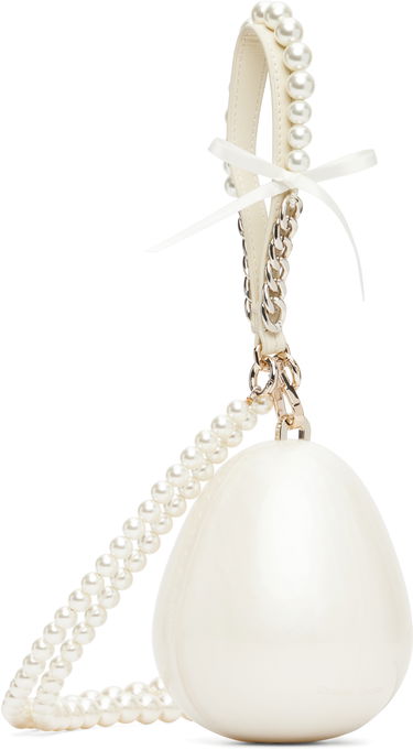 Ručna torbica Simone Rocha Simone Rocha Pearl & Chain Strap Pearl Egg Bag Bijela | BAG110ECBOW 0773, 1