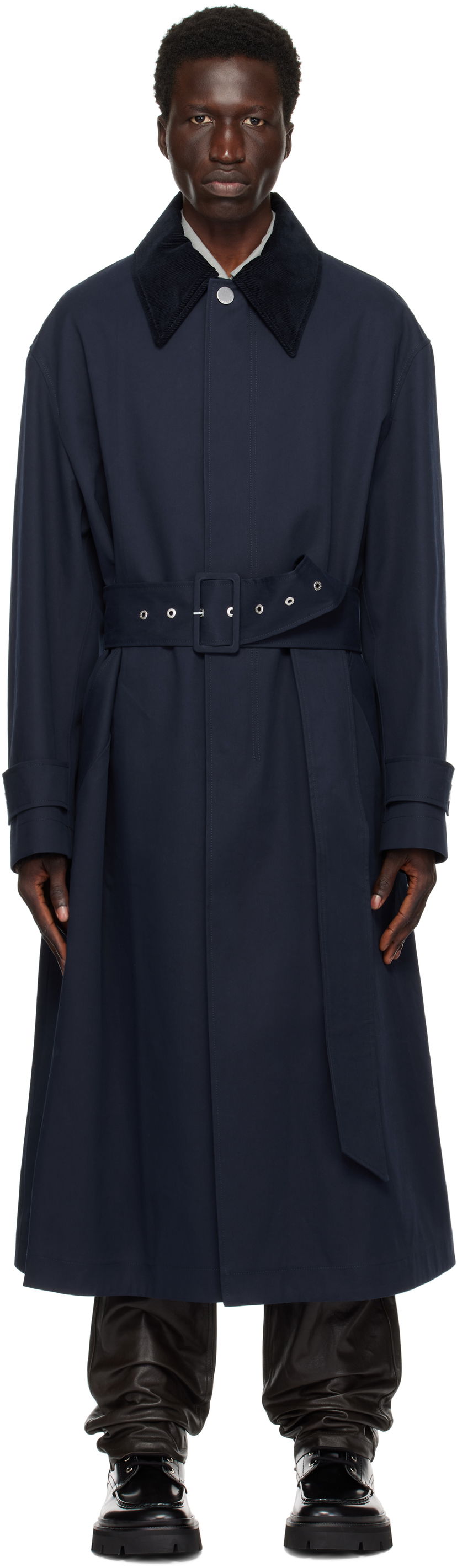 Trenčkot AMI Belted Mac Trench Coat Tamnoplava | UJK505.CO0081