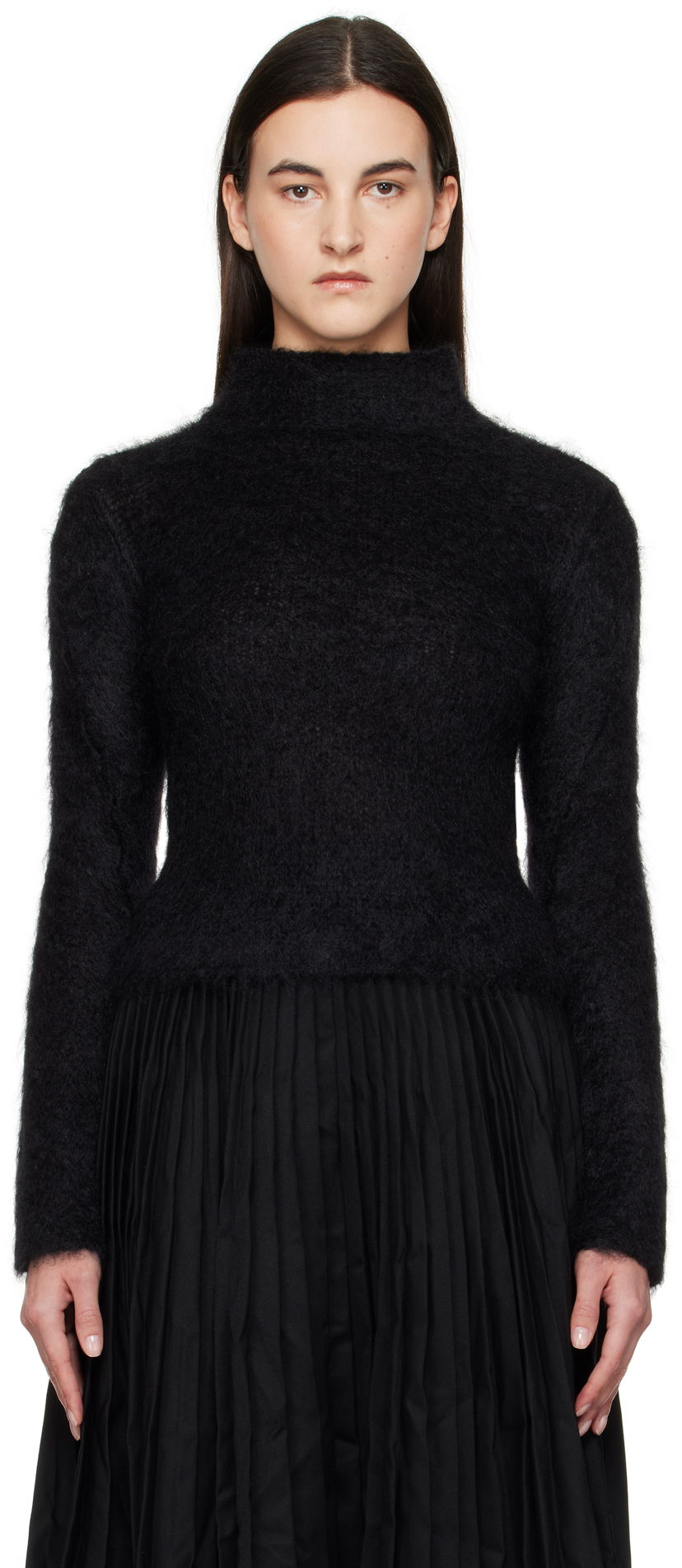 Džemper Marni Marni Brushed Mohair Mock Neck Sweater Crna | DVMD0180A0 UFU172