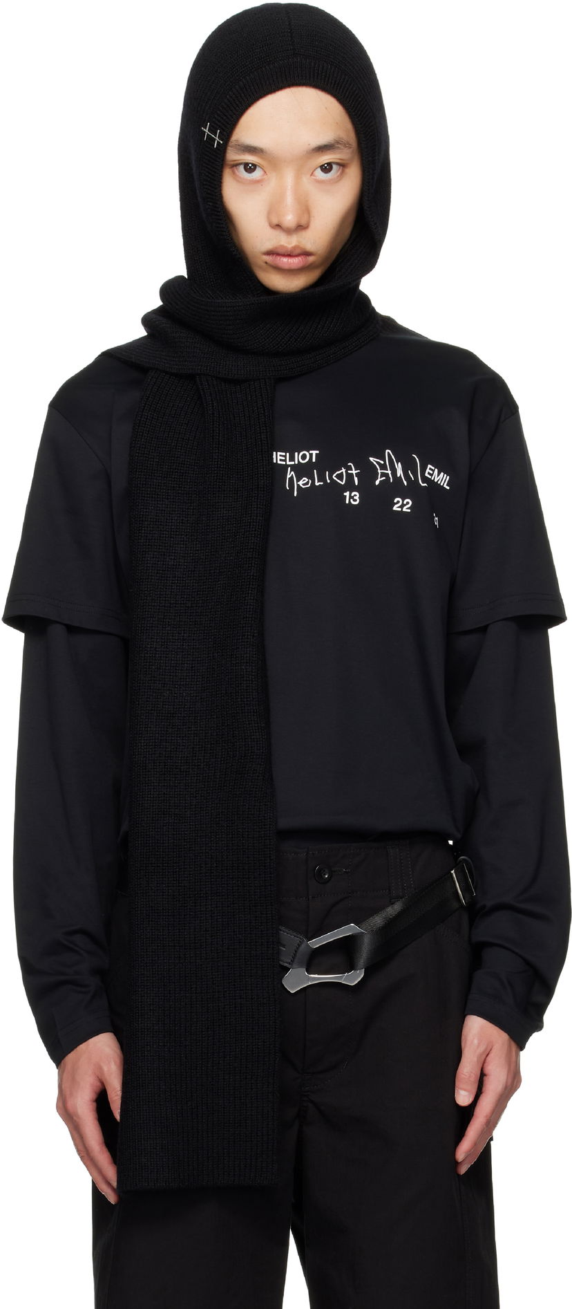 Šal HELIOT EMIL HELIOT EMIL Phos Hooded Scarf Crna | AW25_16_138_BLK01