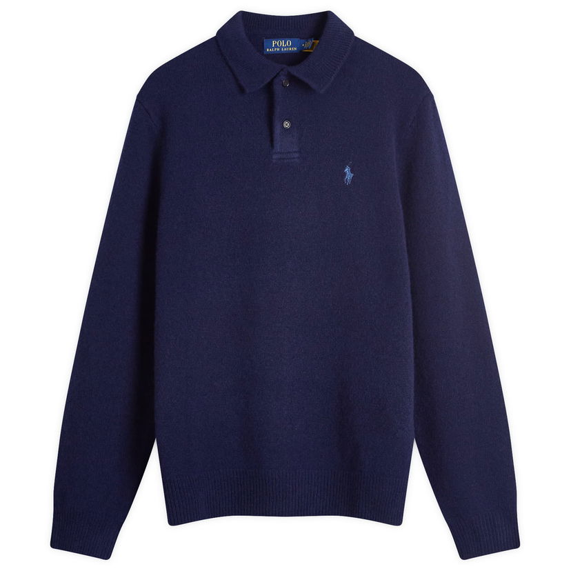 Polo majica Polo by Ralph Lauren Knitted Long Sleeve Polo Shirt Plava | 710946141001