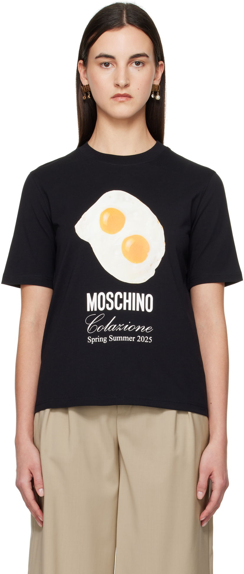 Majica kratkih rukava Moschino Moschino Eggs Print T-shirt Crna | A070405411555