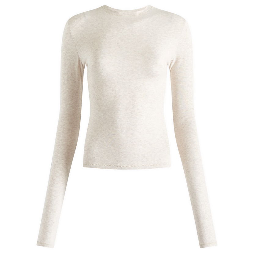 Crop top SKIMS SKIMS Cotton Jersey Long Sleeve T-Shirt, Size Large Bež | AP-TSH-0647-OATHEATHER