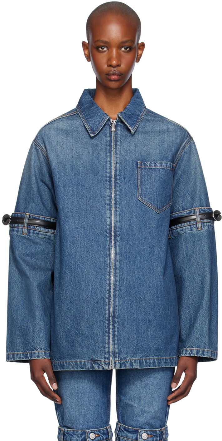 Jakna Coperni Denim Jacket With Open Elbows Plava | COPCH42252
