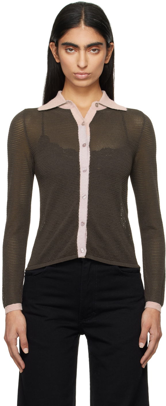 Košulja Eckhaus Latta Shirt Button-Down Long Sleeve Smeđa | 8087-EL-PF24-F -