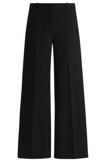Hlače BOSS Stretch Seersucker Regular-Fit Trousers Crna | 50540242