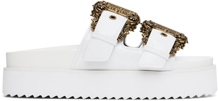 Tenisice i cipele Versace Versace Jeans Couture Baroque Buckle Arizona Flat Sandals Bijela | E78VA3SM1_EZS539