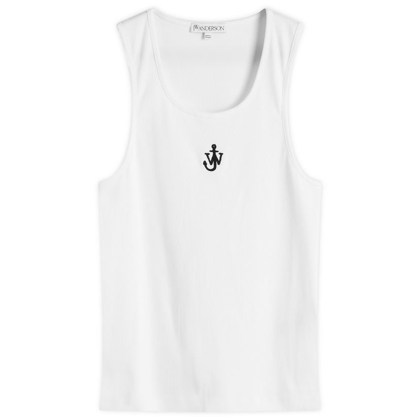 Majica bez rukava JW Anderson White Ribbed Vest With Anchor Embroidery Bijela | JO0246-PG1512-001