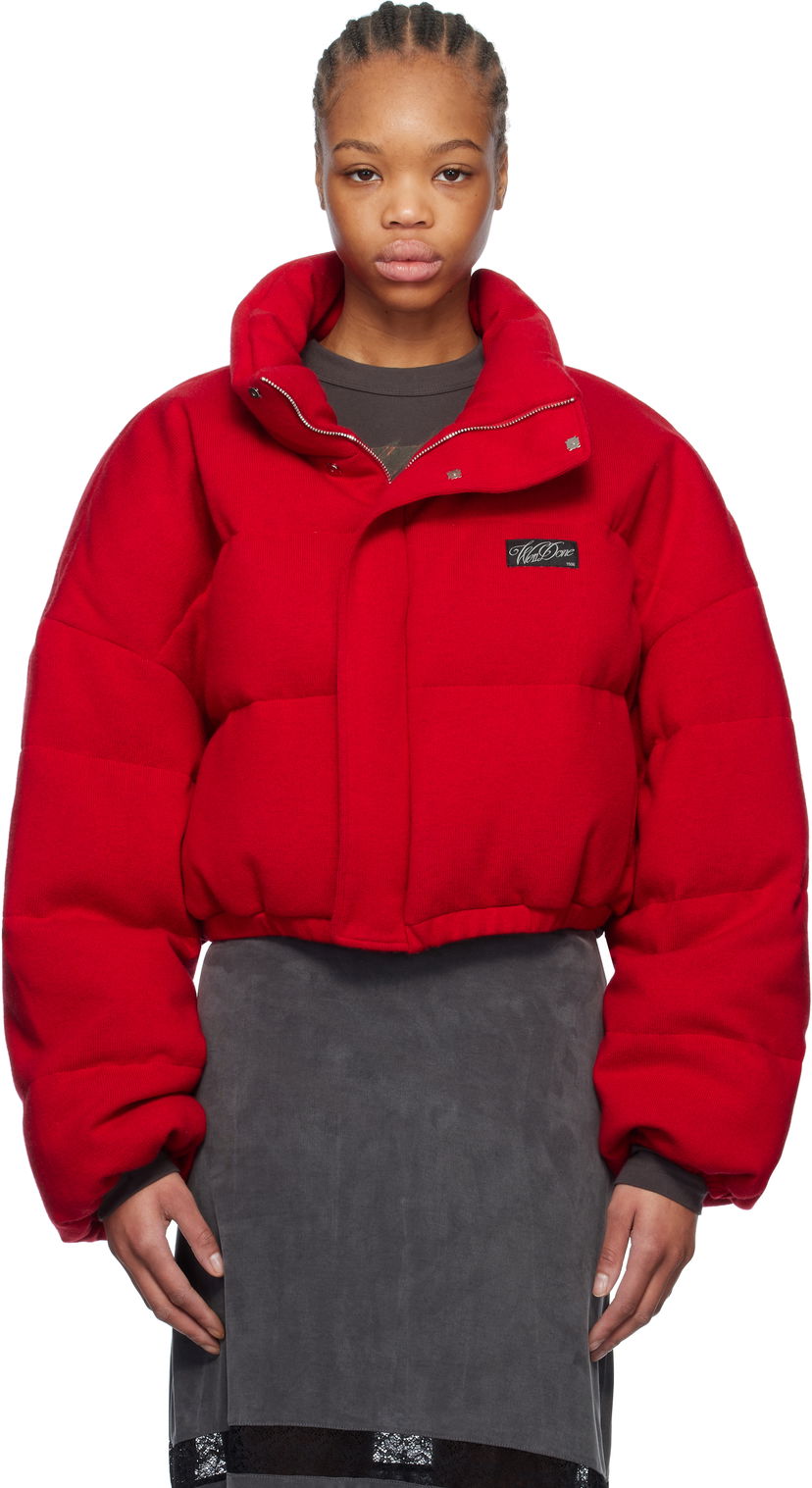 Pernata jakna We11done We11done Knit Down Cropped Puffer Jacket Crvena | WD-KJ0-25-674-W-RD