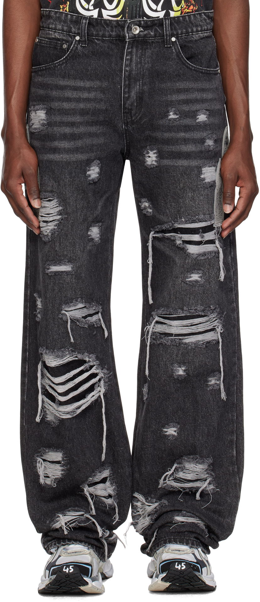 Jeans Who Decides War Who Decides War Side Patch Relaxation Jeans Crna | 1121050021SS25