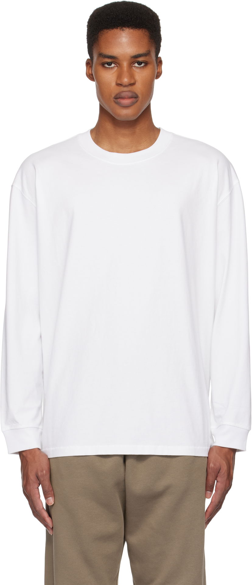 Majica kratkih rukava SKIMS Heavyweight Cotton Relaxed Long Sleeve T-Shirt Bijela | LS-LST-7893M
