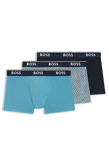 Bokserice BOSS BOSS Three-Pack of Stretch Cotton Trunks with Logo Waistband Tirkiz | 50531701