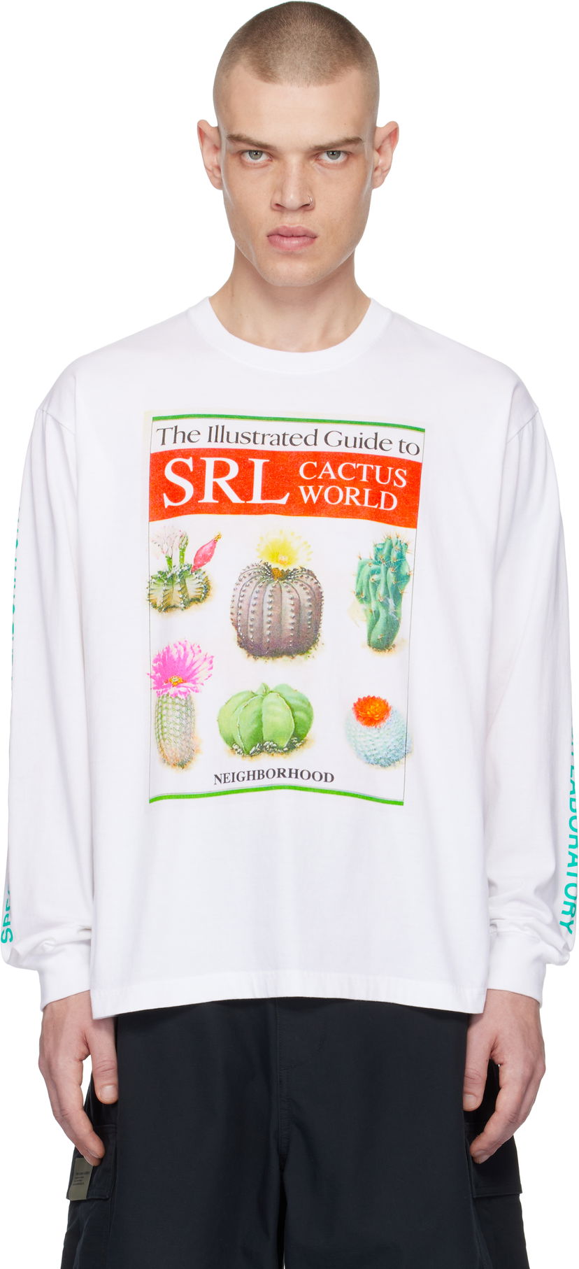 Majica kratkih rukava Neighborhood Cactus World Graphic Long Sleeve T-Shirt Bijela | 242PCNH-LT21