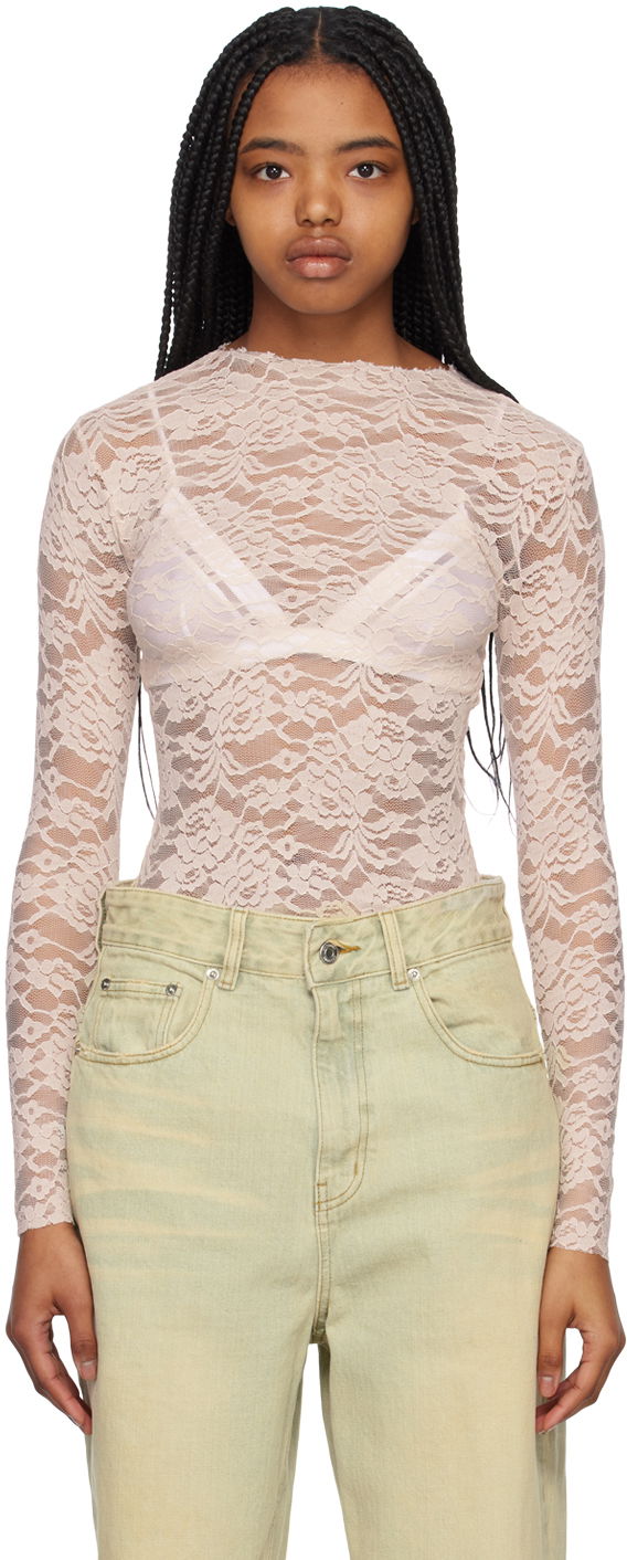 Majica kratkih rukava We11done We11done Lace Long Sleeve Top Ružičasta | WD-BL1-23-129-W-BG