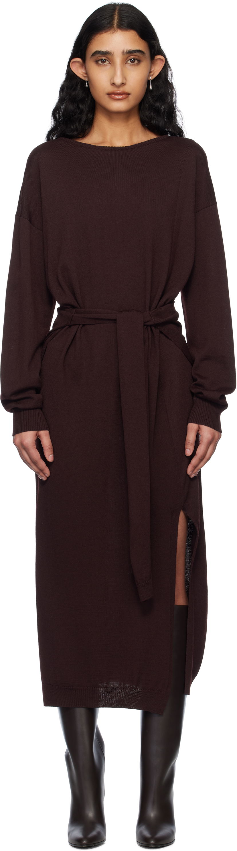 Haljina LEMAIRE LEMAIRE Trompe L'Oeil Knit Maxi Dress Tamnocrvena | DR1093 LK087