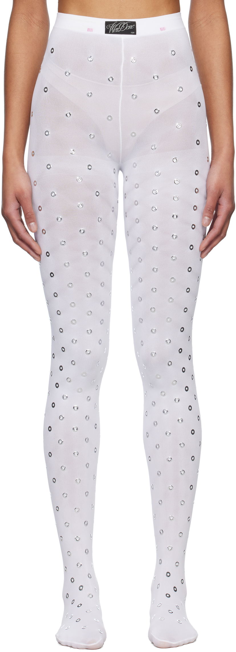 Čarape We11done We11done Eyelet Tights Bijela | WD-LE0-25-284-W-WH