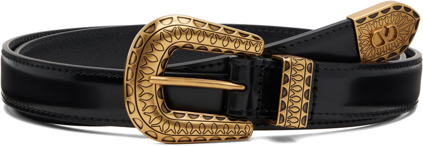 Pojasevi Valentino VLogo Signature Brushed Calfskin Belt by Valentino Garavani Crna | 7Y2T0SQ9QBH