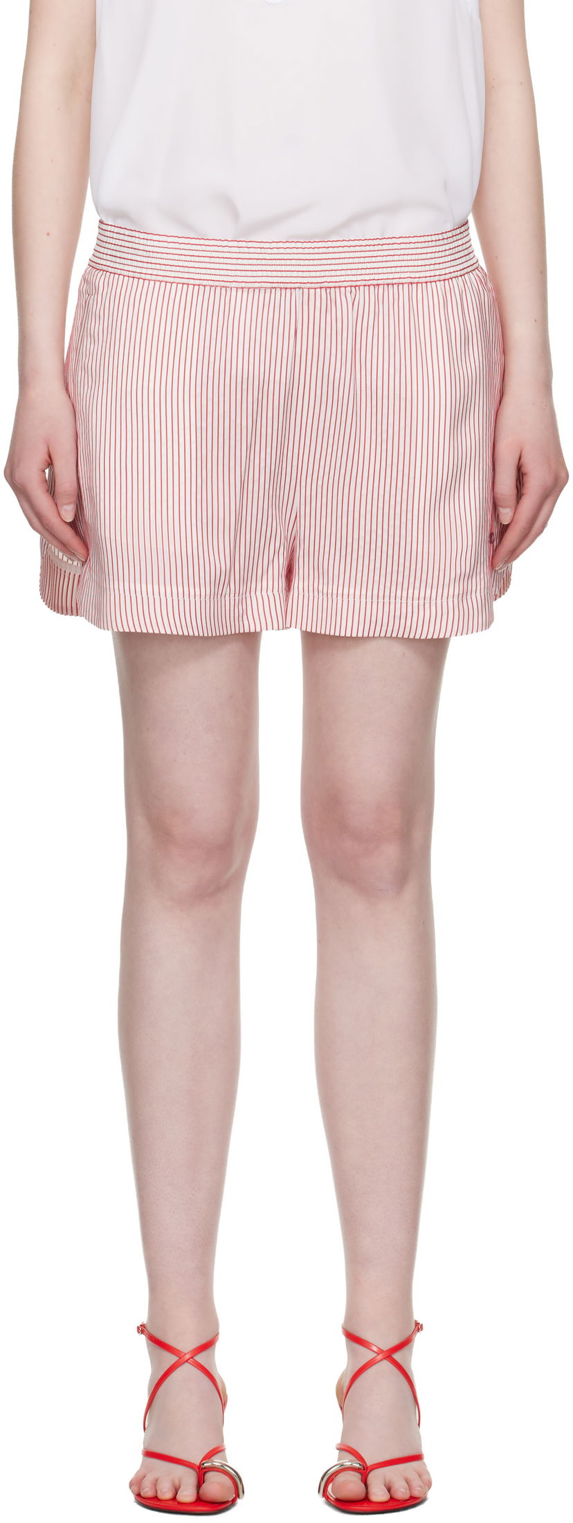 Kratke hlače Stella McCartney Stella McCartney Striped Elasticated Shorts Crvena | 6402953FR210