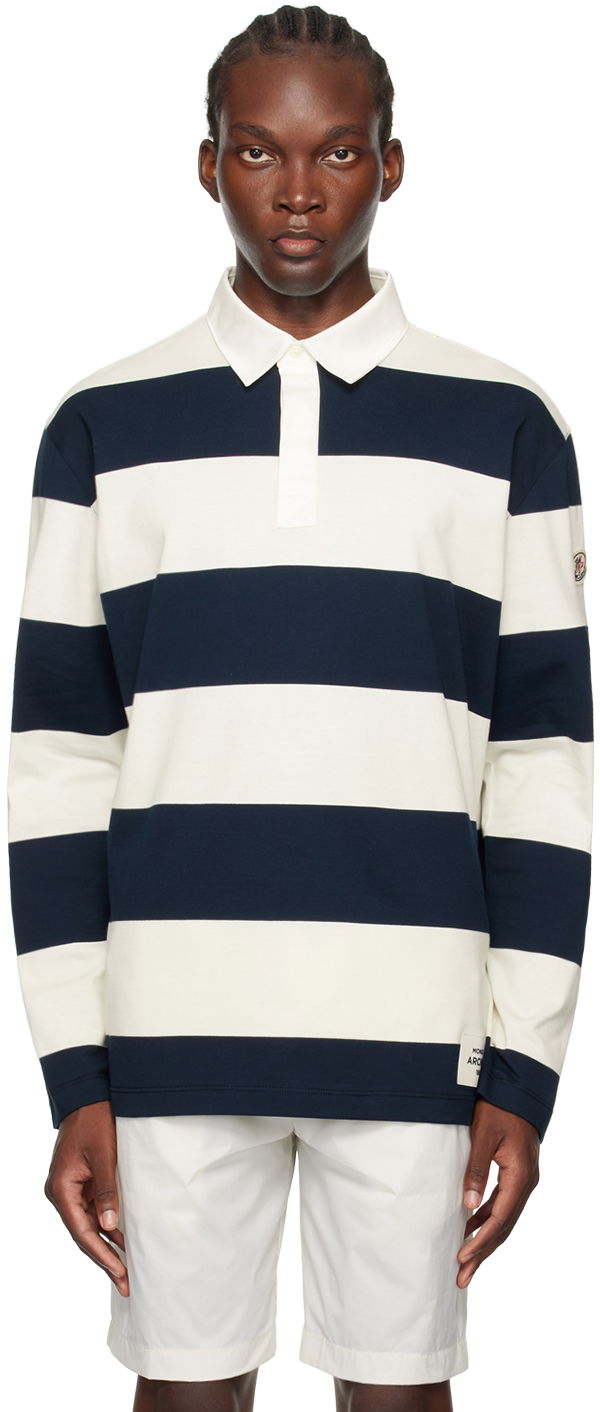 Polo majica Moncler White & Navy Striped Polo Tamnoplava | J20918B0000189ANC