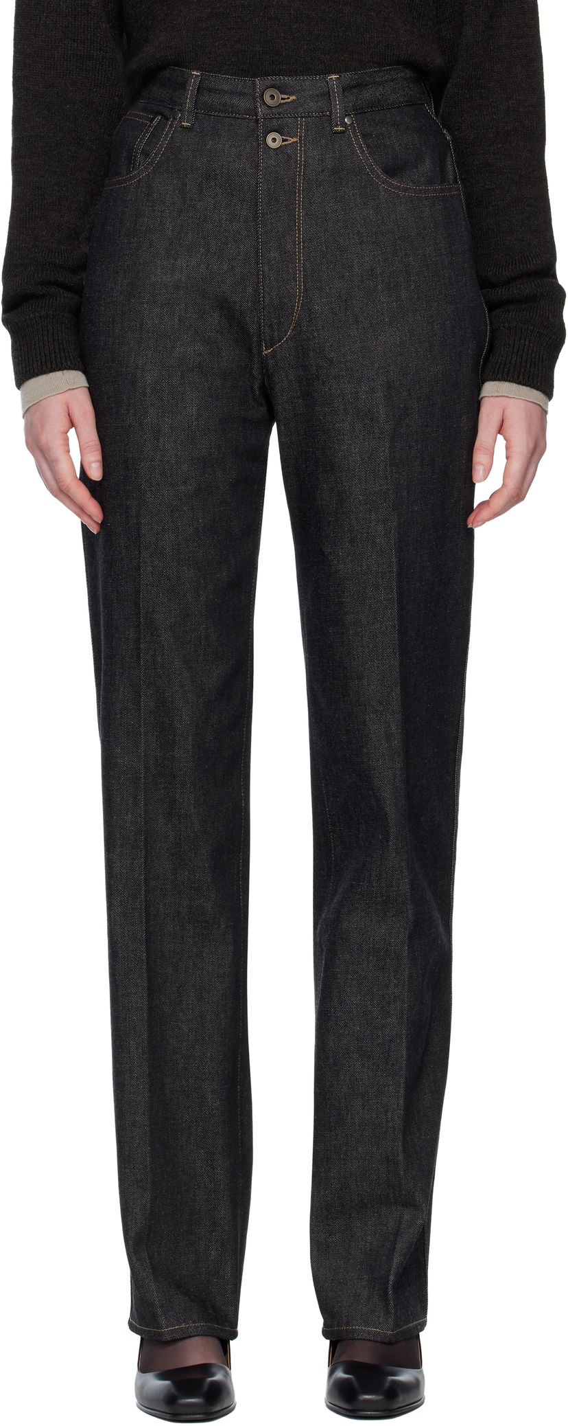 Jeans LEMAIRE LEMAIRE High Waisted Straight Jeans Crna | PA1229 LD1061