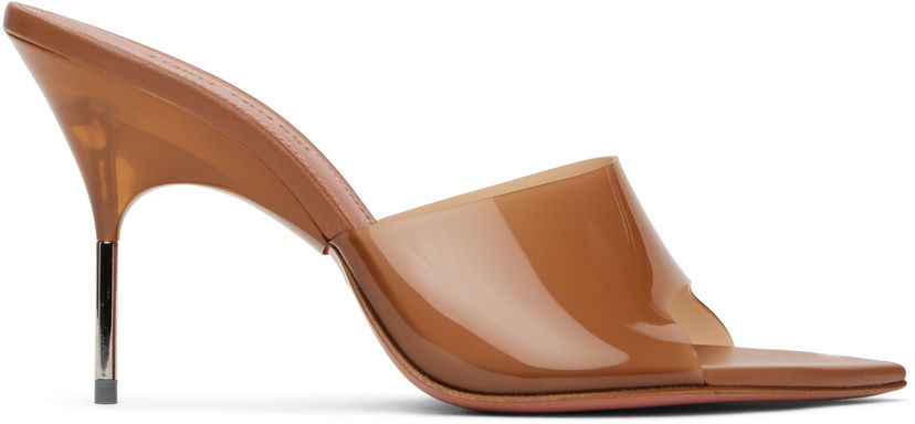 Dodaci Amina Muaddi Amina Muaddi Bianca Glass Slipper 95 Mules Smeđa | BIANCA GLASS SLIPPER 95