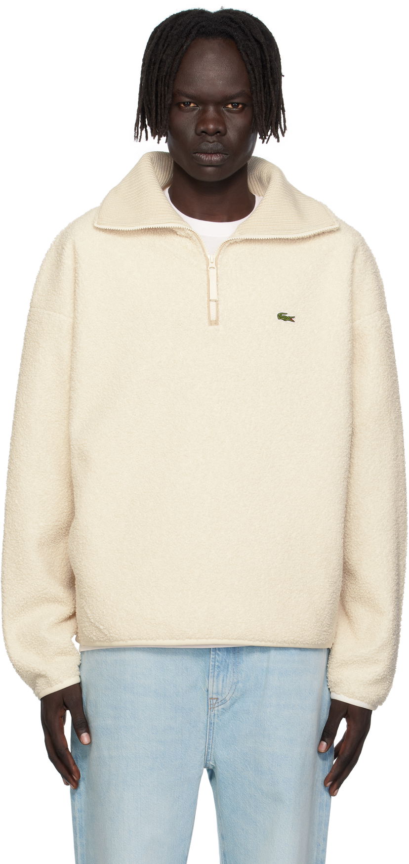 Dukserice Lacoste Lacoste High Zipped Neck Sweatshirt Bež | SH5500_XFJ