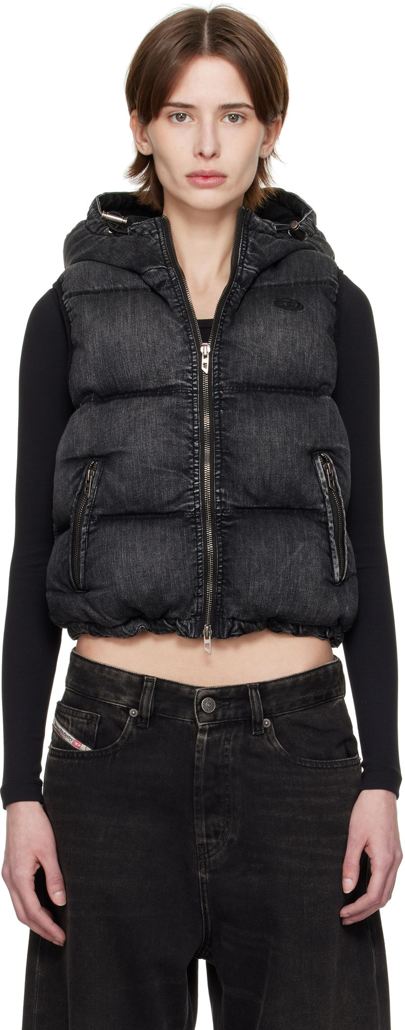 Prsluk Diesel Diesel W-Hopper Cropped Puffer Vest Crna | A16058 0ABCB