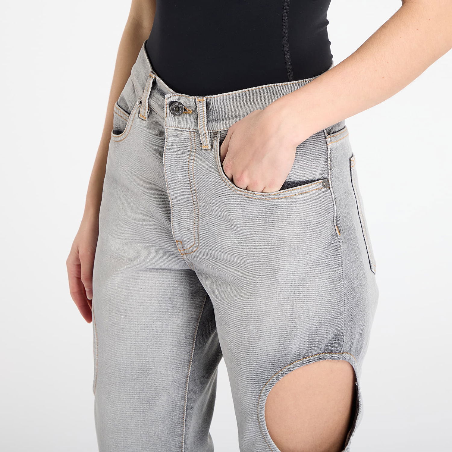 Jeans Off-White Meteor Cut-Out Straight-Leg Denim Pants Siva | OWYA06AF25DEN0011200, 1