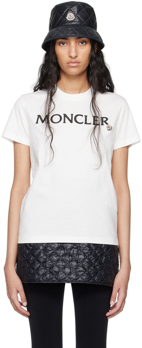 Majica kratkih rukava Moncler White Embroidered Logo T-Shirt Bijela | J20938C0001189AIJ