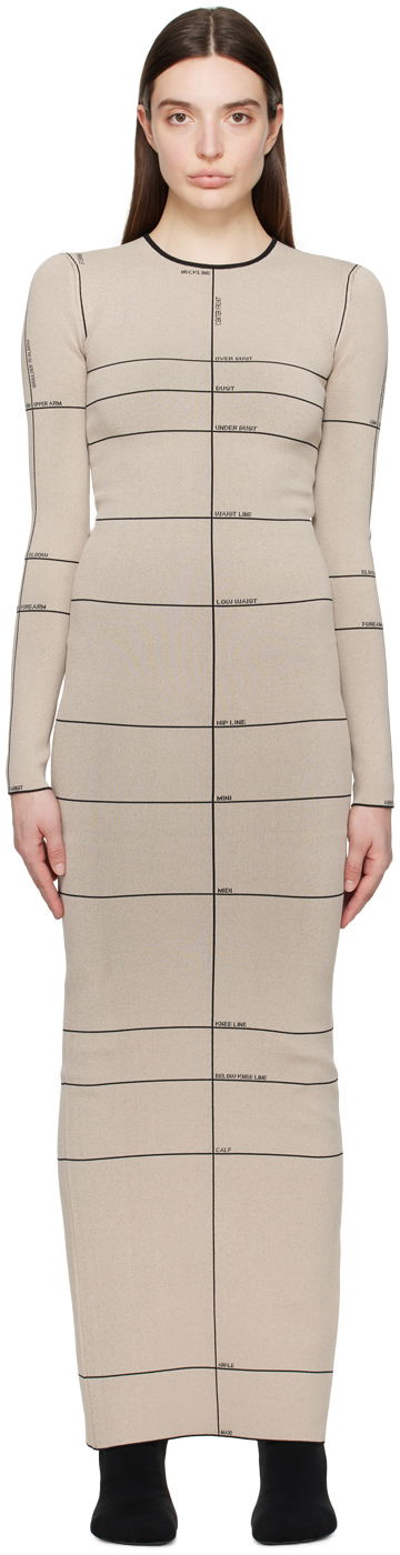Haljina VETEMENTS Checked Maxi Dress Bež | WE64KN310O