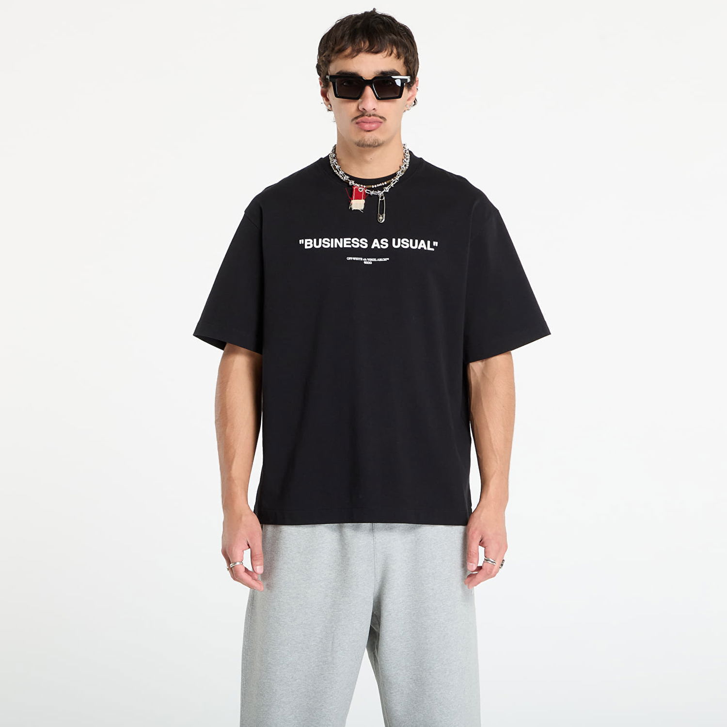 Majica kratkih rukava Off-White Off-White Business Quote Skate Short Sleeve T-Shirt Crna | OMAA120F25JER0121001, 0