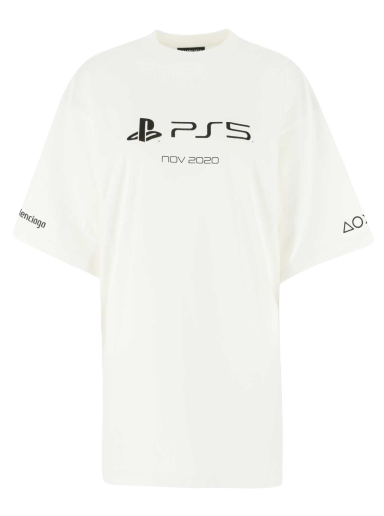 Majica kratkih rukava Balenciaga PlayStation x Boxy T-shirt Bijela | 651795.TKVF3 9040
