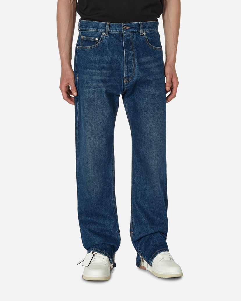 Jeans Off-White Arrow Tab Zip Skate Jeans Medium Blue Plava | OMYA177F23DEN002 4400
