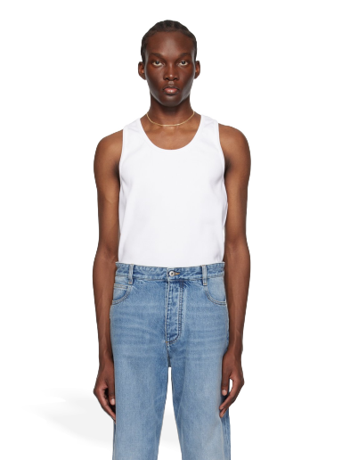 Majica bez rukava Bottega Veneta Rib Tank Top Bijela | 715042 V2I50