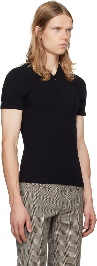 Majica kratkih rukava Courrèges 90's Rib Zipped T-Shirt Crna | 324JTS145JS0121, 1