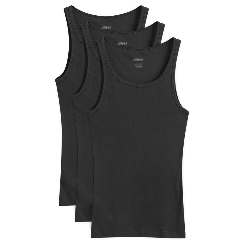 Majica bez rukava SKIMS Ribbed Cotton Tank Top - 3-Pack Crna | TP-TNK-5788M-ON